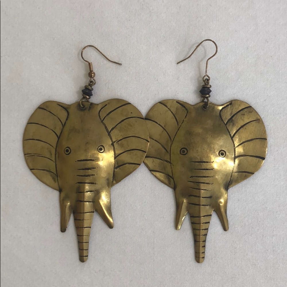 Elephant Gold Tone Earrings